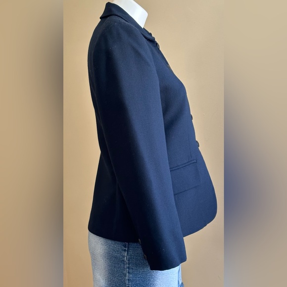 Jones New York Vintage Blue Round collar Button Down Wool BlazerJacket Sz 6P - Picture 6 of 14